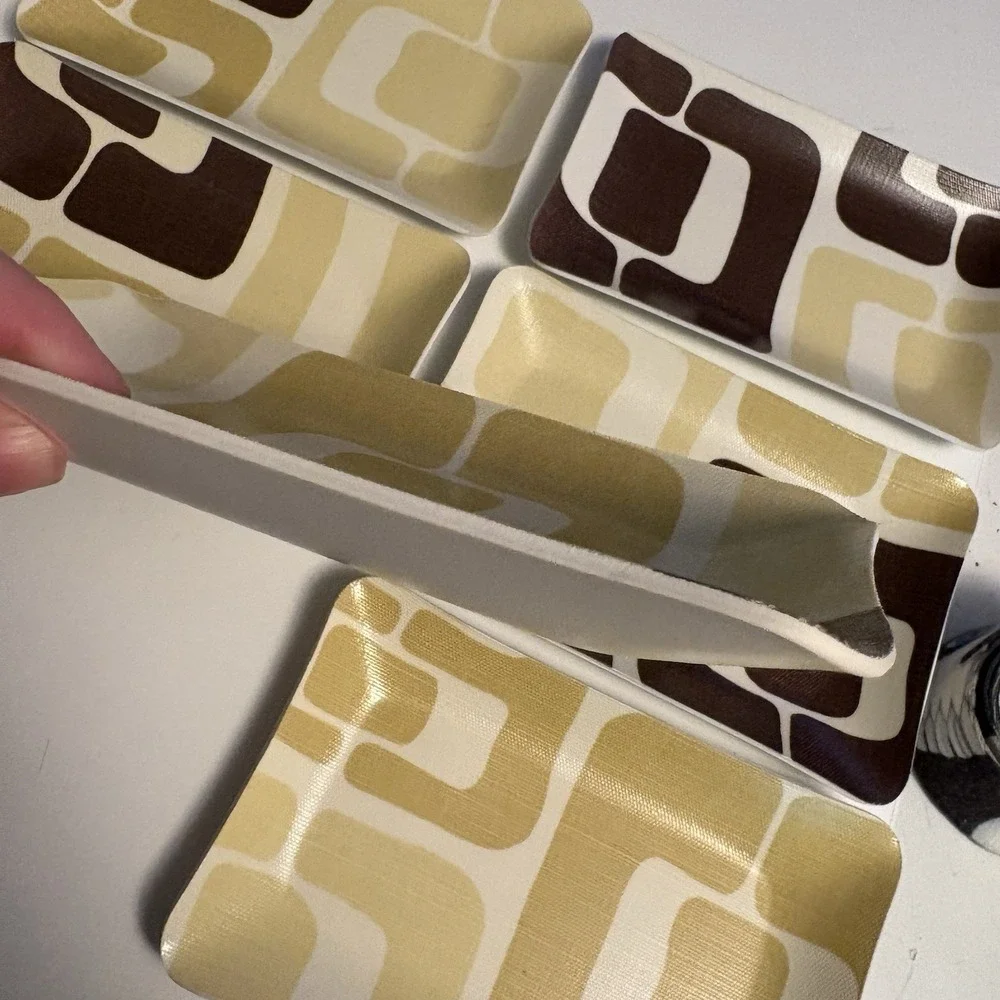 RARE Angela Adams Cream, Gold & Brown Set Of 6 Trays 8x5